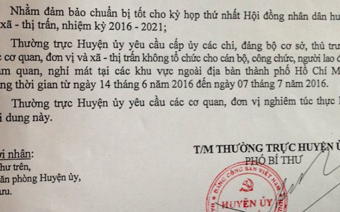 "Nói Hóc Môn cấm cán bộ nghỉ mát ngoài TP.HCM là chưa đúng"