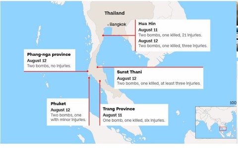 Thái Lan rúng động với 11 vụ đánh bom trong một ngày