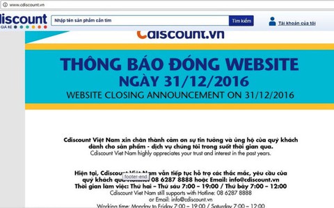 Cdiscount.vn thông báo ngừng hoạt động