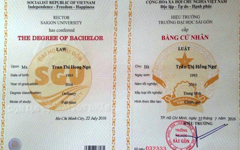Cấp lại bằng cử nhân đúng giới tính