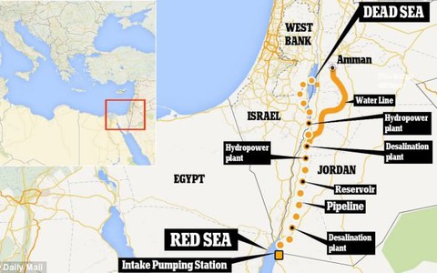Jordan đào kênh nối Biển Đỏ với Biển Chết