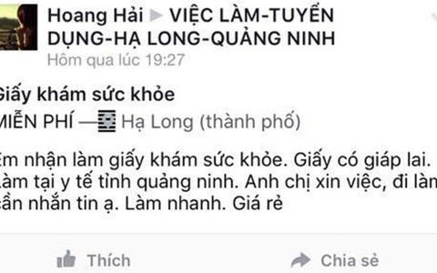 Bắt nghi phạm rao bán giấy khám sức khỏe giả trên mạng
