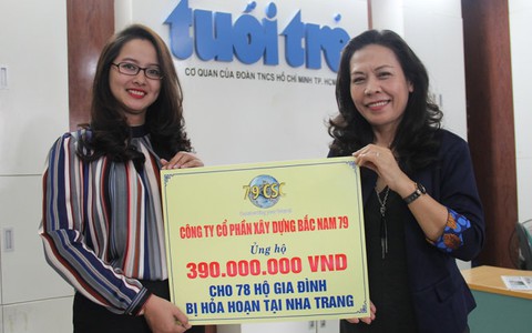 Trao 390 triệu đồng cho 78 hộ dân Nha Trang bị cháy nhà