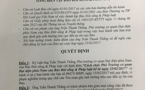 Cách chức nhà báo gửi "văn bản trái quy định" cho ông Đoàn Ngọc Hải