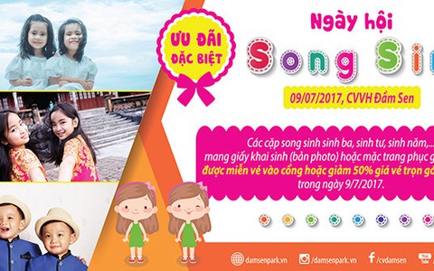 Đầm Sen miễn vé các cặp song sinh trong “Ngày hội song sinh”