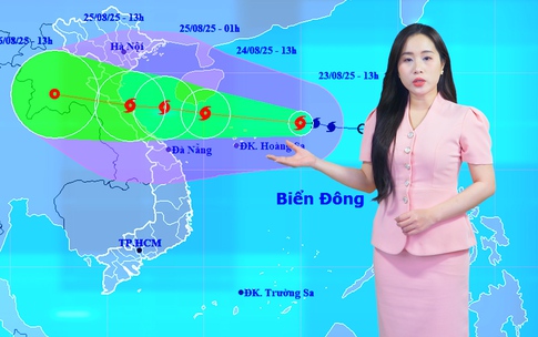 Thời tiết đêm 23 ngày 24-8: Bão số 5 hướng vào miền Trung, có thể giật cấp 15