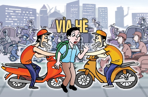 Người đi bộ cầu xin được đi bộ trên... vỉa hè