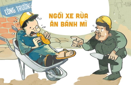Vì sao người thợ xây ngồi xe rùa ăn bánh mì?