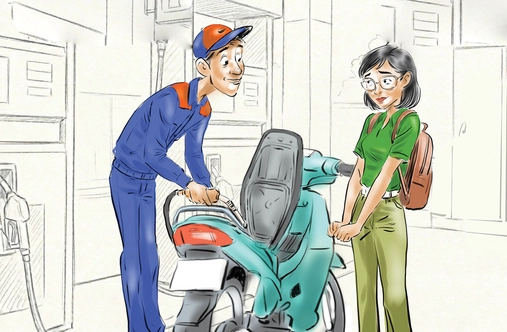 Cô gái e thẹn với xăng E10