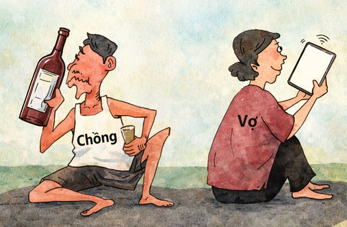 Chồng ôm chai, vợ ôm AI