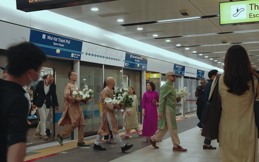 Spanish groom uses Ho Chi Minh City metro line for wedding procession