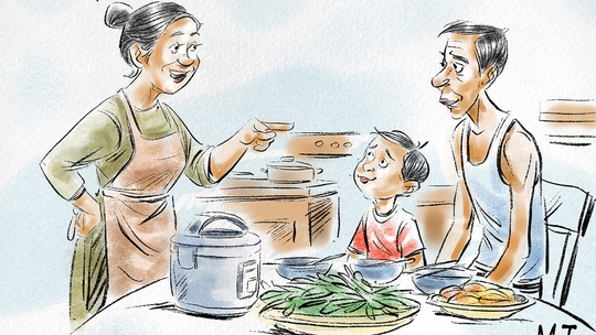 Lương mới về, cả nhà được bữa cơm rau mệt nghỉ