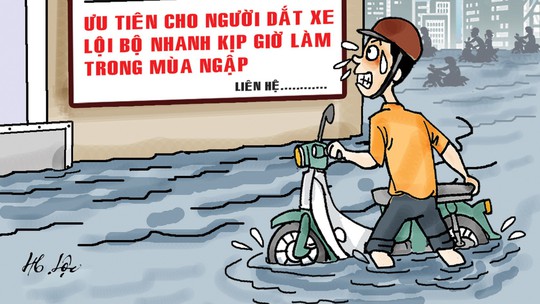 CV mùa ngập nhớ ghi thêm kỹ năng… dắt xe