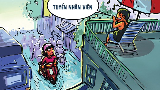 Giám đốc ngồi sân thượng tuyển nhân viên trực tiếp