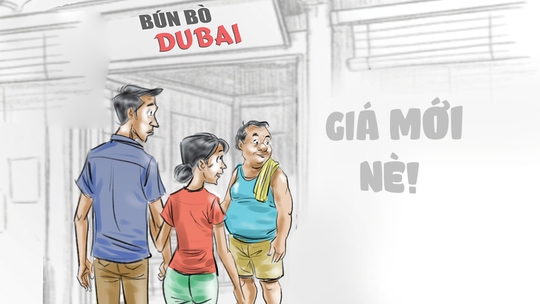 Quán bún bò Dubai công bố bảng giá mới