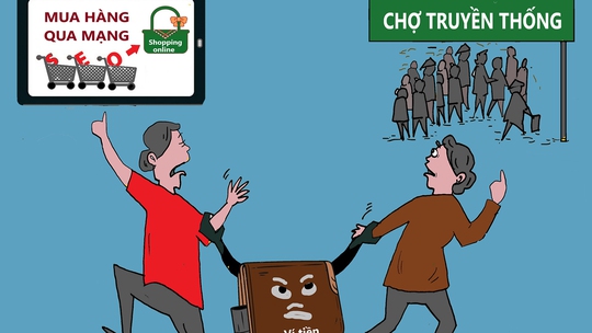 Tranh cãi mua hàng online hay ra chợ cho trực quan