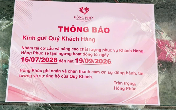 Tiệm vàng Hồng Phúc ở Mỹ Tho thông báo tạm ngưng hoạt động hơn 2 tháng