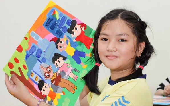 Thiếu nhi TP.HCM kể chuyện về Bác Tôn qua tranh vẽ