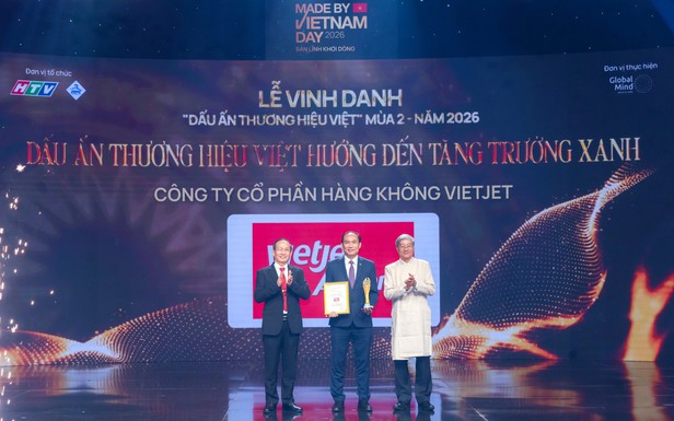 Vietjet được vinh danh ‘Dấu ấn Thương hiệu Việt hướng tới tăng trưởng xanh’