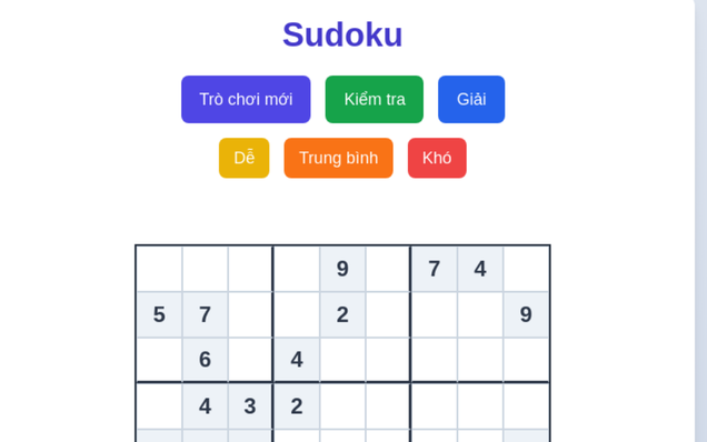 Thư giãn cùng sudoku nhiều cấp độ cùng Mực Tím Online