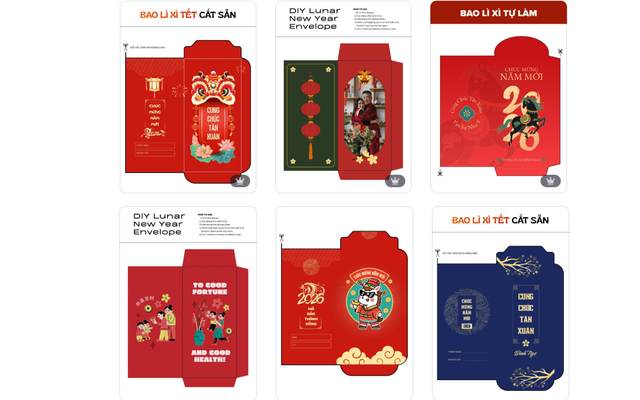 Thiết kế bao lì xì Tết Nguyên đán 2026 ấn tượng với Canva
