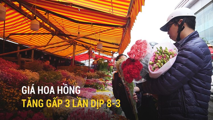 Giá hoa hồng tăng gấp 3 lần dịp 8-3