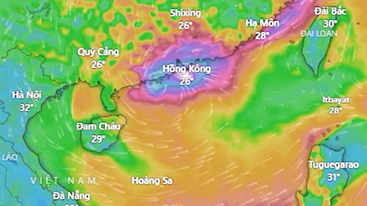 Vị trí và đường đi của bão số 3 qua ảnh vệ tinh