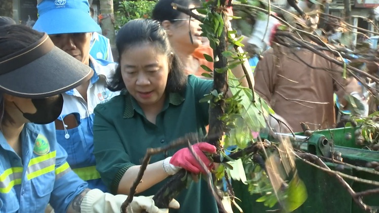 Hà Nội tất bật thu dọn cành cây gãy đổ sau bão