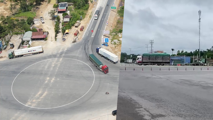 Lắp tạm cọc tiêu phản quang tại nút giao cao tốc Vạn Ninh - Cam Lộ sau phản ánh của Tuổi Trẻ