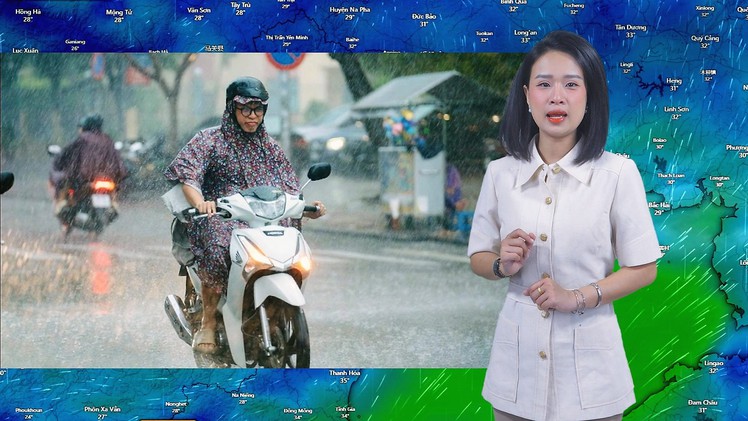 Thời tiết đêm 9 ngày 10-7: Bắc Bộ có mưa to, Trung Bộ nắng nóng, Nam Bộ mưa nhiều về đêm