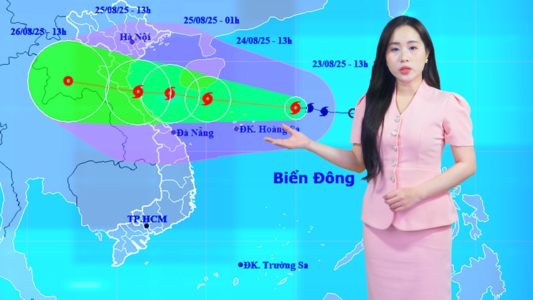 Thời tiết đêm 23 ngày 24-8: Bão số 5 hướng vào miền Trung, có thể giật cấp 15