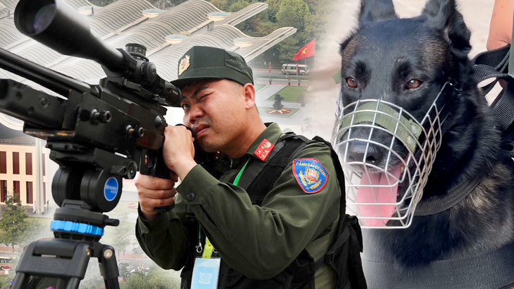 Đặc nhiệm bắn tỉa trên điểm cao và chó nghiệp vụ bảo vệ Đại hội Đảng lần thứ XIV