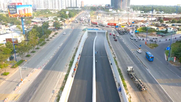 Flycam hầm chui HC1-02 nút giao An Phú trước ngày thông xe