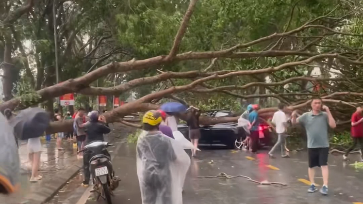 Video mưa dông, mưa đá trút xuống Hà Nội và Lào Cai, nhiều nhà cửa, tài sản hư hỏng