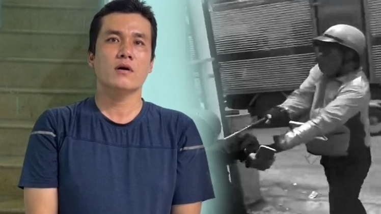 Video lời khai của tài xế xe ôm công nghệ dùng gậy 3 khúc đánh người sau va chạm