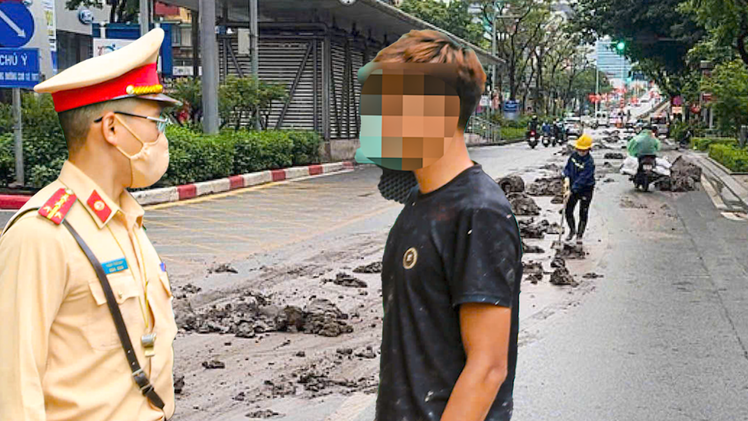 Chủ xe tải và tài xế làm bùn đất rơi vãi xuống đường bị phạt 34,5 triệu đồng
