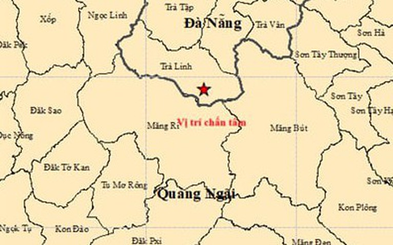 5 trận động đất liên tiếp ở Đà Nẵng và Quảng Ngãi sáng 22-4