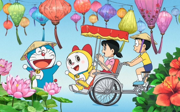 Tập đặc biệt Doraemon lên sóng Nhật Bản, đậm chất Việt với áo dài, nón lá và bánh mì