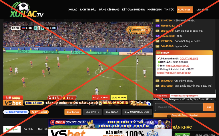 Web trực tiếp World Cup 2026 trái phép vẫn ngập tràn trên mạng