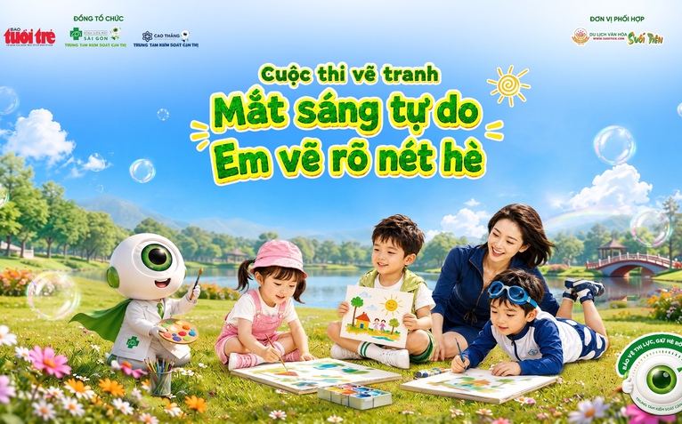Khởi động cuộc thi vẽ tranh 'Mắt sáng tự do - Em vẽ rõ nét hè' tại Nhà Thiếu nhi TP.HCM