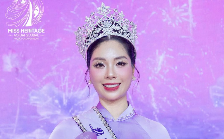 Cựu nữ sinh chuyên Hà Nội - Amsterdam đăng quang Hoa hậu Di sản Áo dài Việt Nam toàn cầu