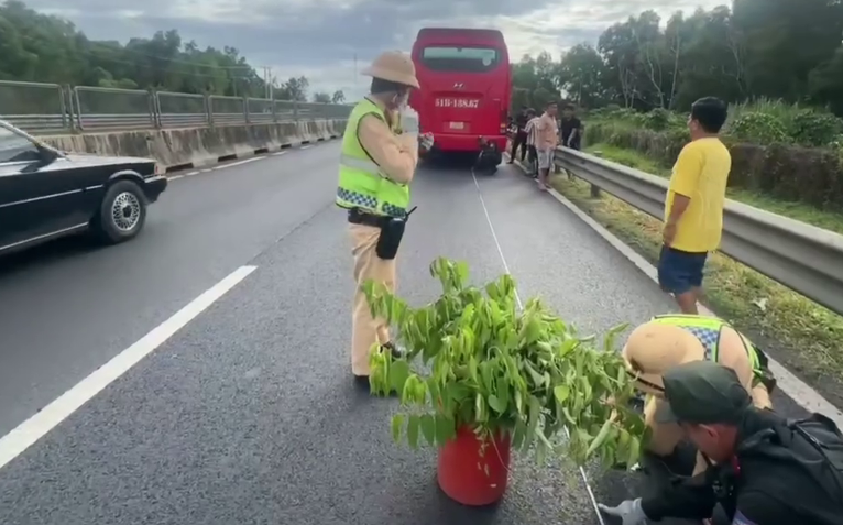 Xử phạt tài xế xe khách vì đặt cảnh báo cách xe chỉ 9,4m trên cao tốc Trung Lương - Mỹ Thuận